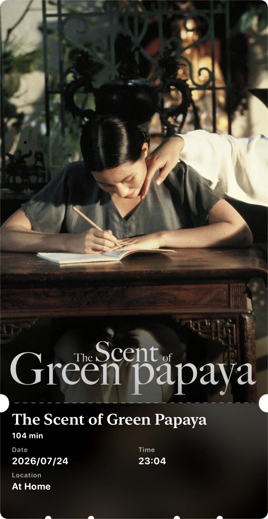 A digital ticket for The Scent of Green Papaya generated by Flicit